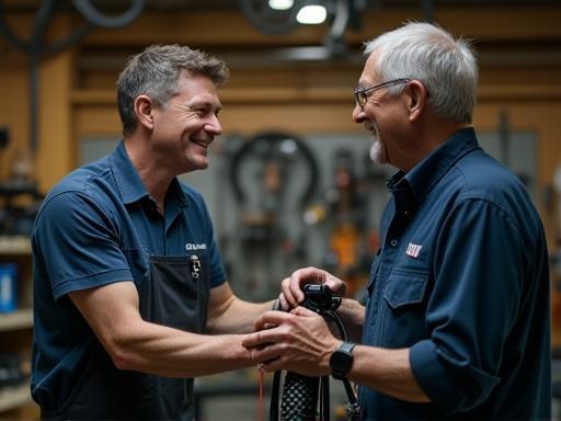 Cicli Fortezza expert mechanic providing advice in the workshop